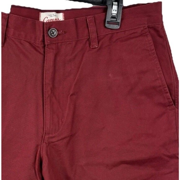 NWT Lands End Shorts Men 32 Dark Red  9" Inseam Flat Front Chino 5 Pocket Canvas - Picture 1 of 11